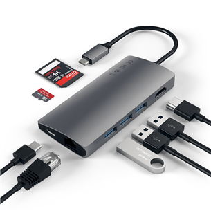 Satechi USB-C Multi-Port 4K Gigabit Ethernet, серый - Хаб