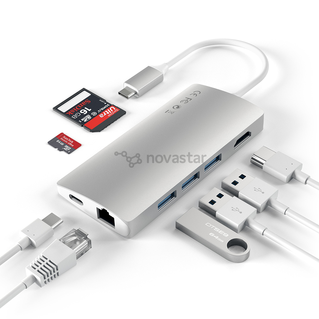 Adapteris Satechi USB-C Multi-Port 4K Gigabit Ethernet