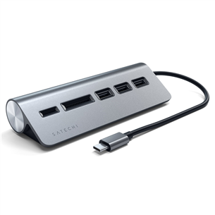 USB-C  + memory card reader Satechi hub, USB C, grey - Adapter ST-TCHCRM