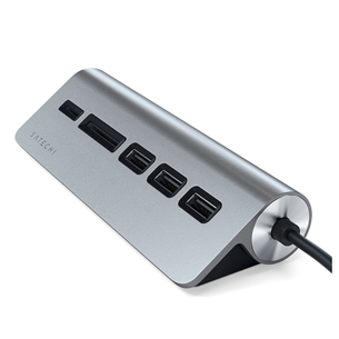 Satechi hub, USB C, считыватель карт памяти, серый - Хаб USB-C