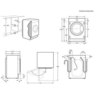 Electrolux, 8 кг/4 кг, глубина 54 см, 1600 об/мин - Интегрируемая стирально-сушильная машина