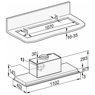 Miele, 600 m³/h, width 110.2 cm, inox - Built-in Cooker Hood