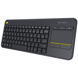 Klaviatūra Logitech K400 Plus, US, Belaidė, Juoda