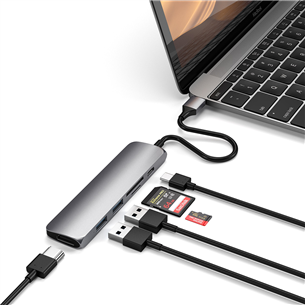 Satechi, USB-C hub Multi-port 4K + SD-reader, grey - Adapter