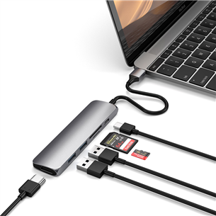 Satechi, USB-C Multi-port 4K + SD-считыватель, серый - Хаб