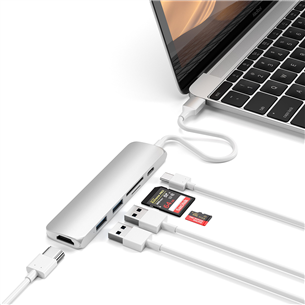 Satechi, USB-C hub Multi-port 4K + SD-reader, silver -  Adapter