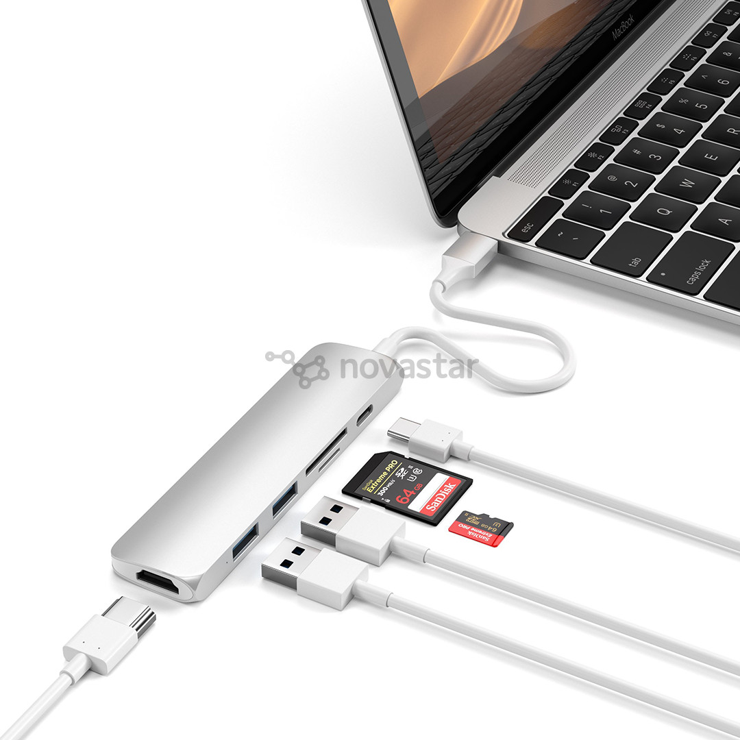 Šakotuvas Satechi USB-C Multi-port 4K + SD-skaitytuvas, ST-SCMA2S
