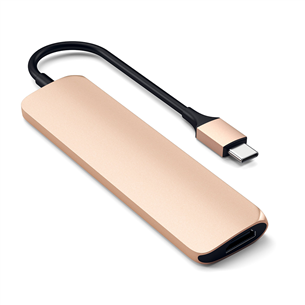 Satechi, USB C hub Multi-port 4K + SD-reader, gold - Adapter