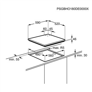 Electrolux 600, plotis 59 cm, juoda - Įmontuojama dujinė kaitlentė