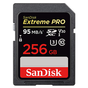 Atminties kortelė SanDisk Extreme PRO SDXC 256GB, 170MB/s, V30 UHS-I U3