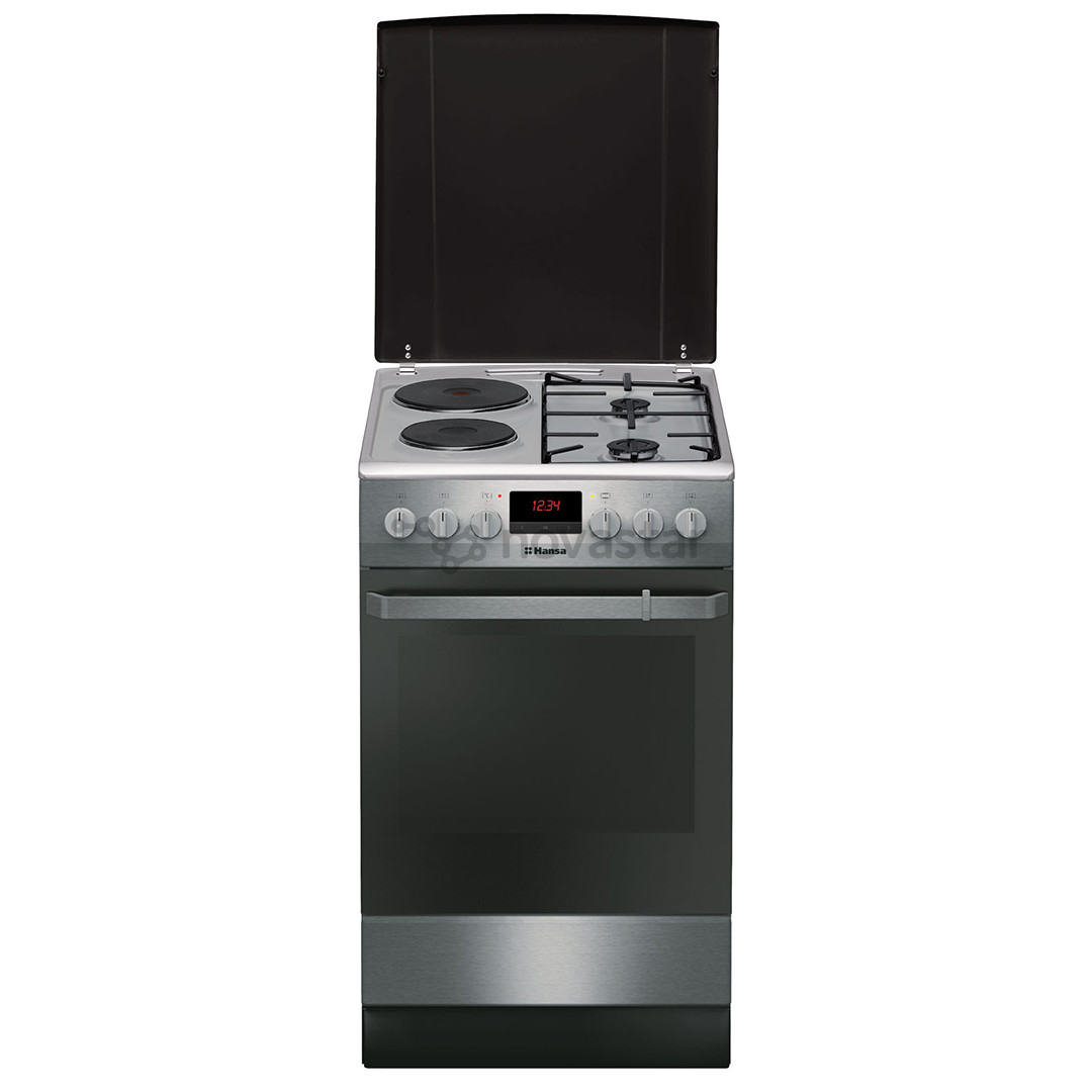 Hansa, 2 электрические конфорки, 62 л, нерж. сталь - Отдельностоящая газовая плита с электрической духовкой