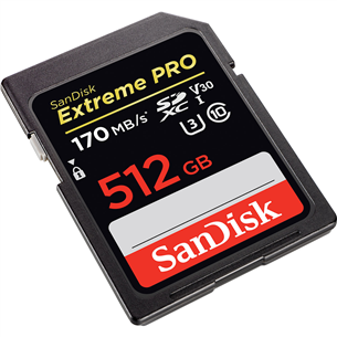 Atminties kortelė SanDisk Extreme PRO SDXC 512GB, 170MB/s V30 UHS-I U3