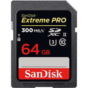 Atminties kortelė SanDisk Extreme PRO SDXC 64GB, 300MB/s UHS-II