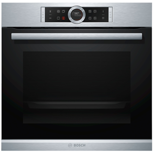 Bosch Serie 8, pyrolytic cleaning, 71 L, inox - Built-in Oven HBG672BS1