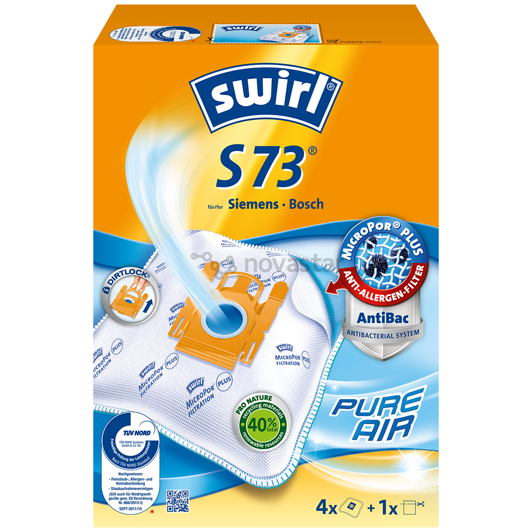 Dulkių siurblių maišeliai Swirl Micropor S73M, 4vnt