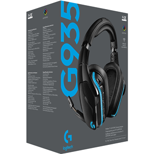 Ausinės Logitech G935, 7.1, belaidės, Juodos
