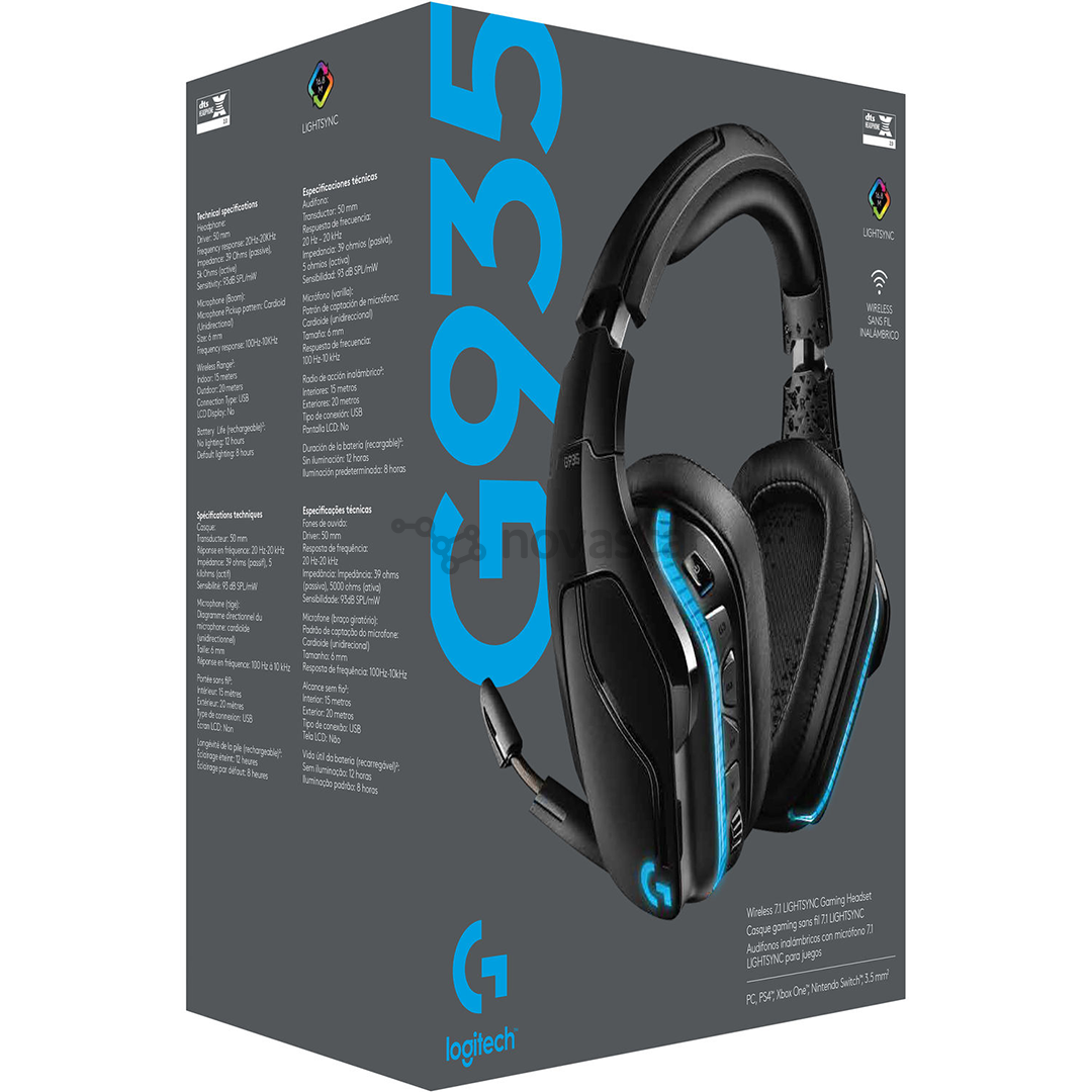 Ausinės Logitech G935, 7.1, belaidės, Juodos