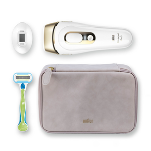 Braun Silk-expert Pro 5, бритва Venus Extra Smooth, сумка для хранения, белый/золотистый - Фотоэпилятор