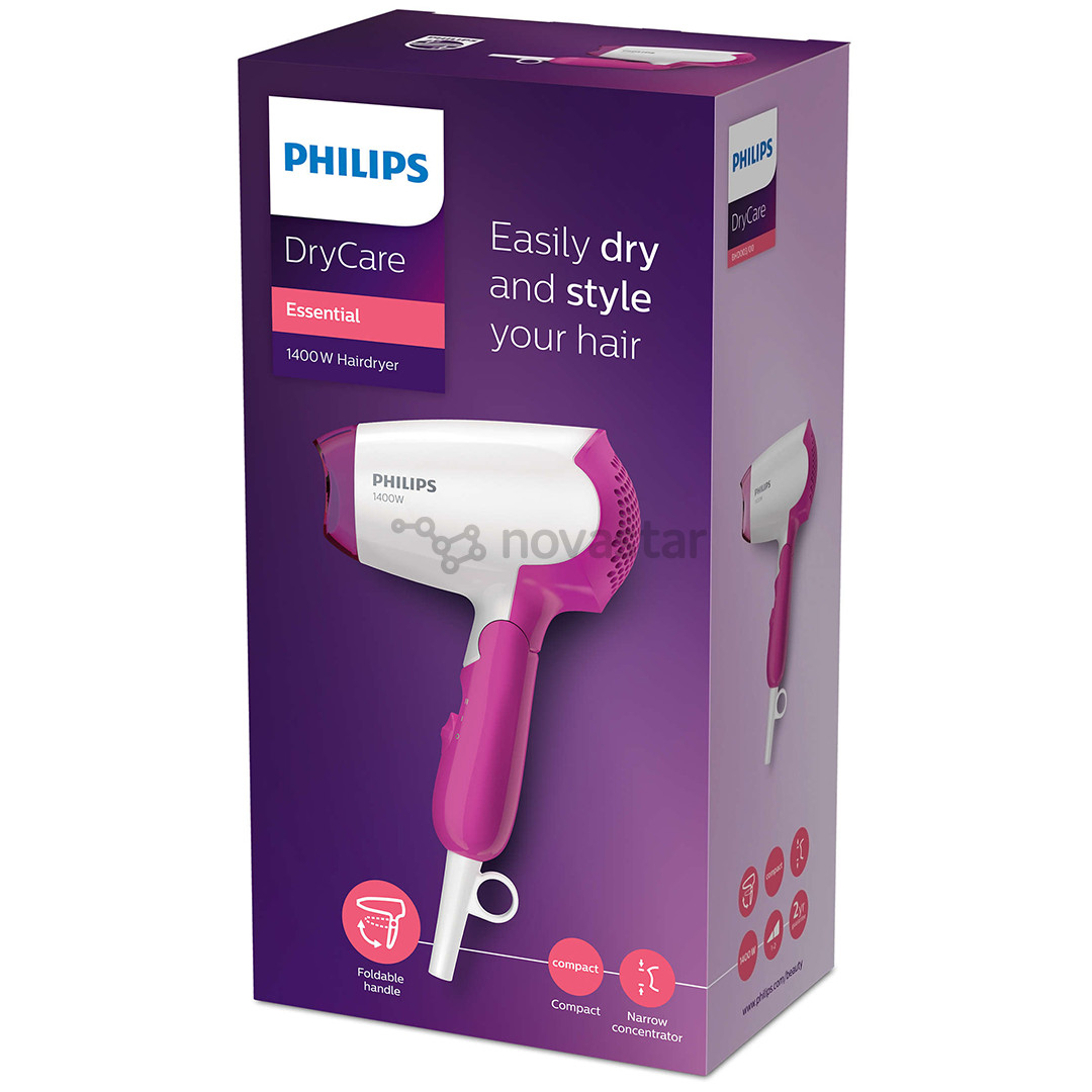 Philips DryCare Essential, 1400 W, baltas/rožinis - Plaukų džiovintuvas