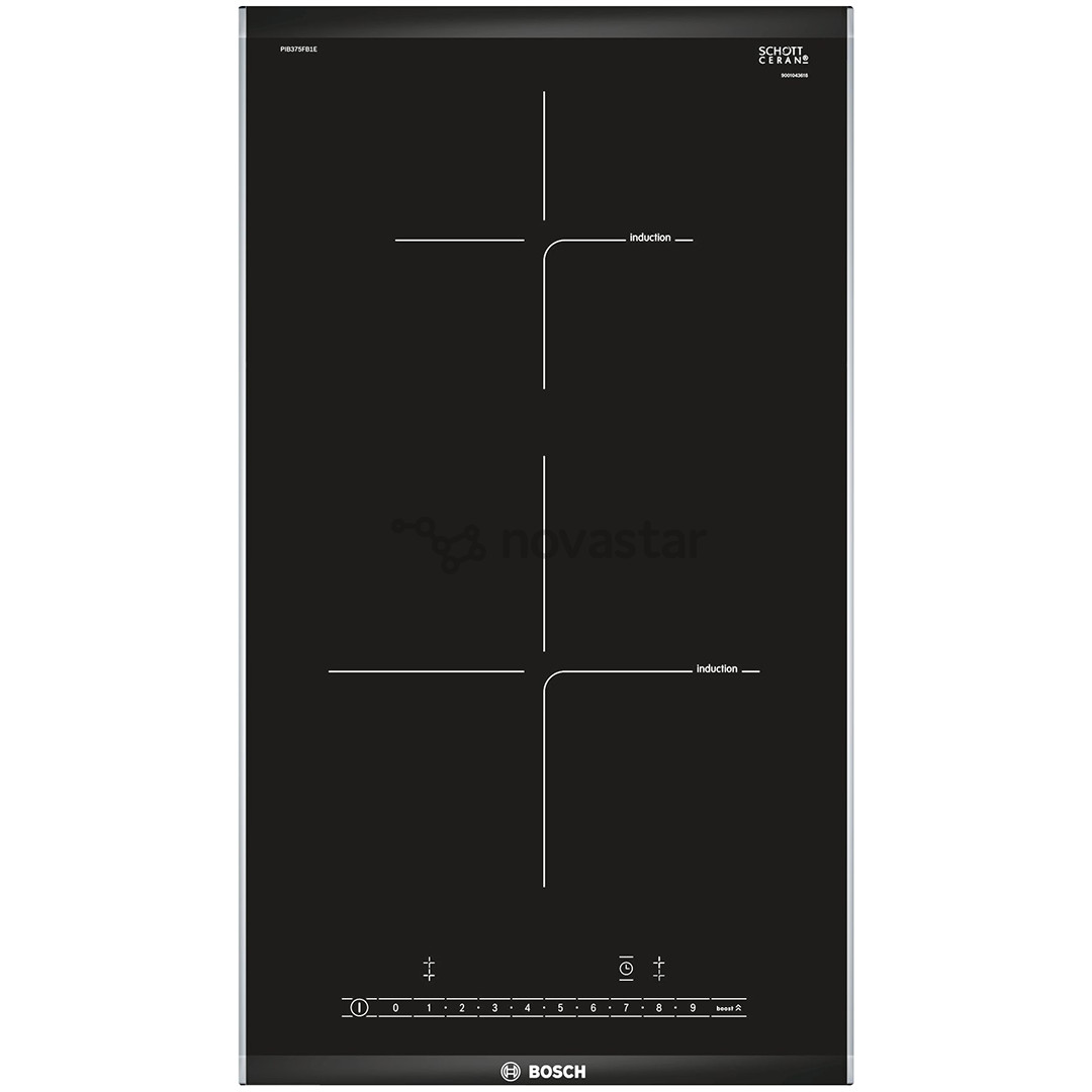 Bosch Serie 6 Domino, width 30.6 cm, steel frame, black - Built-in Induction Hob