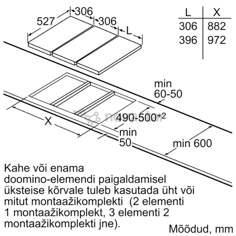 Bosch Serie 6 Domino, width 30.6 cm, steel frame, black - Built-in Induction Hob