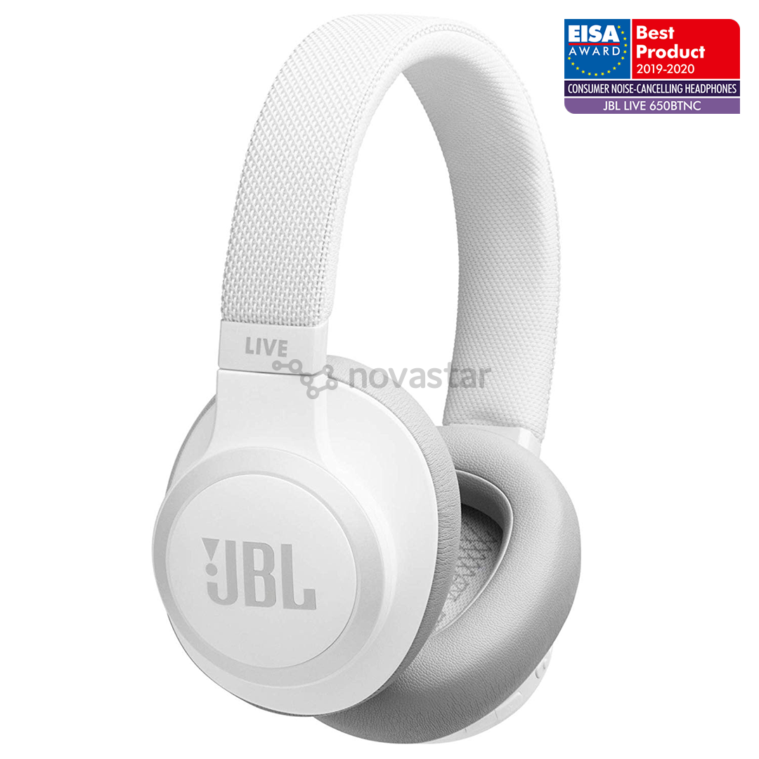 Ausinės JBL LIVE 650BTNC, belaidės, Baltos