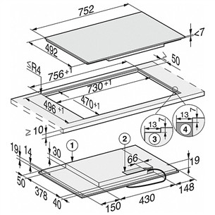 Miele, plotis 75,2 cm, berėmė, juoda - Įmontuojama indukcinė kaitlentė
