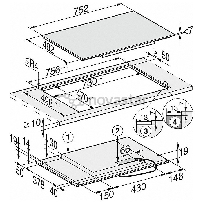 Miele, plotis 75,2 cm, berėmė, juoda - Įmontuojama indukcinė kaitlentė