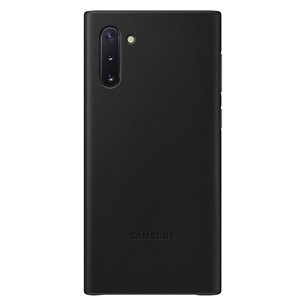 Dėklas Samsung Galaxy Note 10, Odinis, Juodas