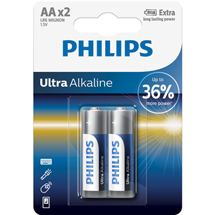 Elementai Philips, Ultra Alkaline AA 2 LR6E2B/10