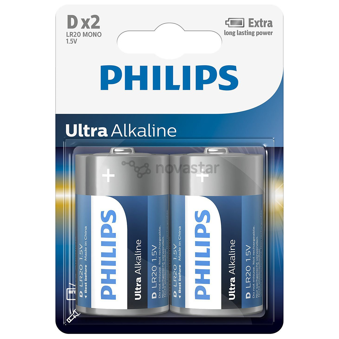 Philips Ultra Alkaline, D, 2 pcs - Battery