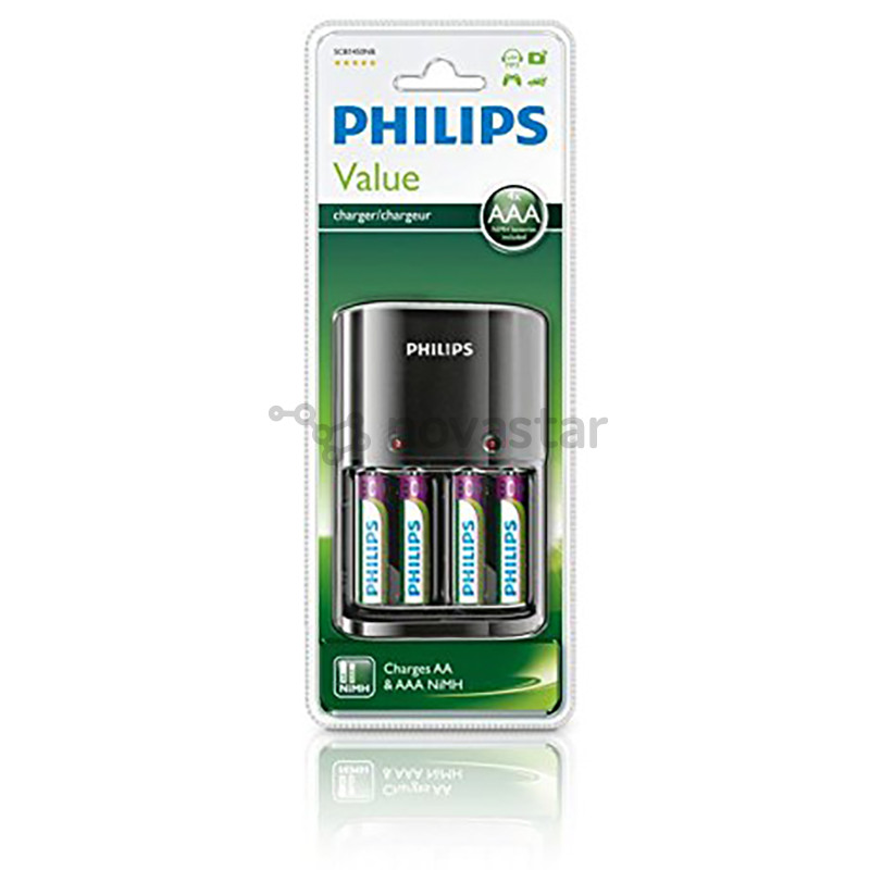 Philips, 4 x AAA, 800 мАч - Зарядное устройство + батарейки