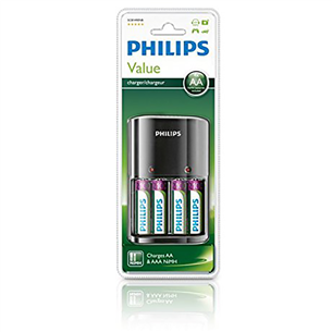 Philips Multilife, 4 x AA, 2100 мАч - Зарядное устройство + батарейки