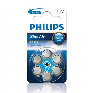 Philips Zinc Air, PR44/ZA675, 1.4 V, 6 vnt. - Elementai