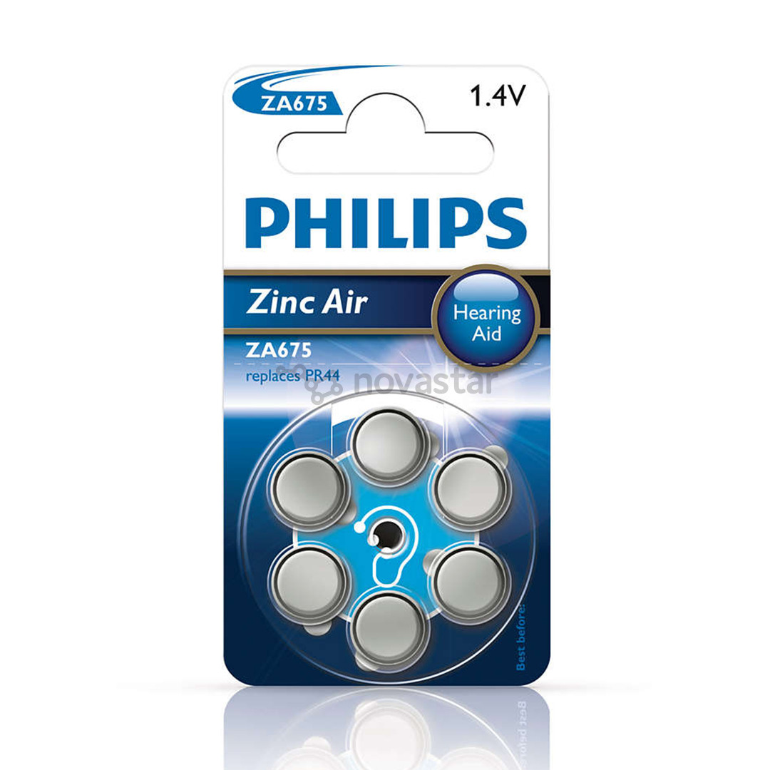 Philips Zinc Air, PR44/ZA675, 1.4 V, 6 vnt. - Elementai