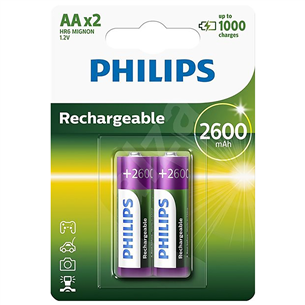 Įkraunami Elementai Philips AA“ 2600 mAh