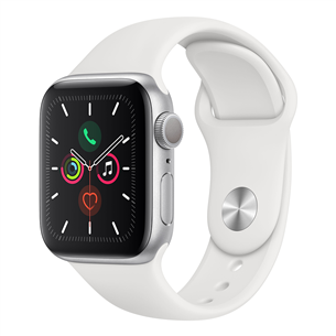 Išmanusis laikrodis Apple Watch Series 5 GPS, 40mm, Silver/White Sport Band