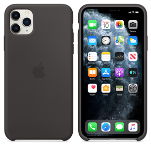 Dėkliukas Apple iPhone 11 Pro Max, Silikoninis, Juodas, MX002ZM/A