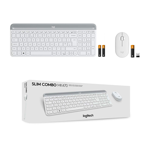 Logitech Slim Combo MK470, SWE, белый - Беспроводная клавиатура + мышь