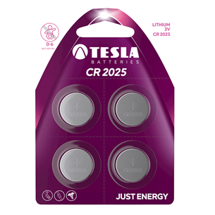 Tesla, CR2025, 4 шт. - Батарейки TESLA-CR2025LI4