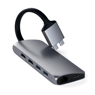 Satechi Multimedia Dual 4K HDMI, USB-C, серый - Хаб