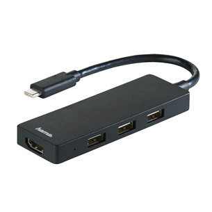 Adapteris  USB Hub Hama USB-C 3, USB 2.0,  HDMI