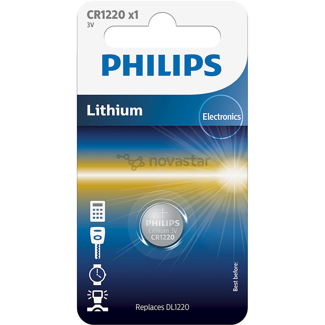 Philips Lithium, CR1220, 3V - Elementai