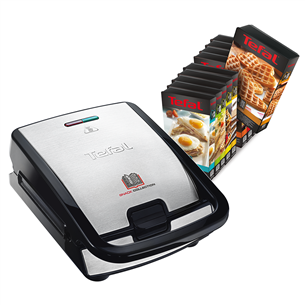 Tefal Snack Collection, 700 Вт, нерж. сталь - Контактный тостер со сменными панелями SW852D12