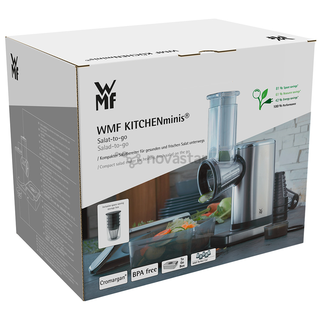 WMF KITCHENminis Salad-to-go, 150 W, nerūdijančio plieno/juoda - Daržovių pjaustyklė