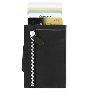 Kreditinių kortelių dėklas Ögon Cascade Zipper, Juodas