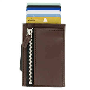 Kreditinių kortelių dėklas Ögon Cascade Zipper, Rudas