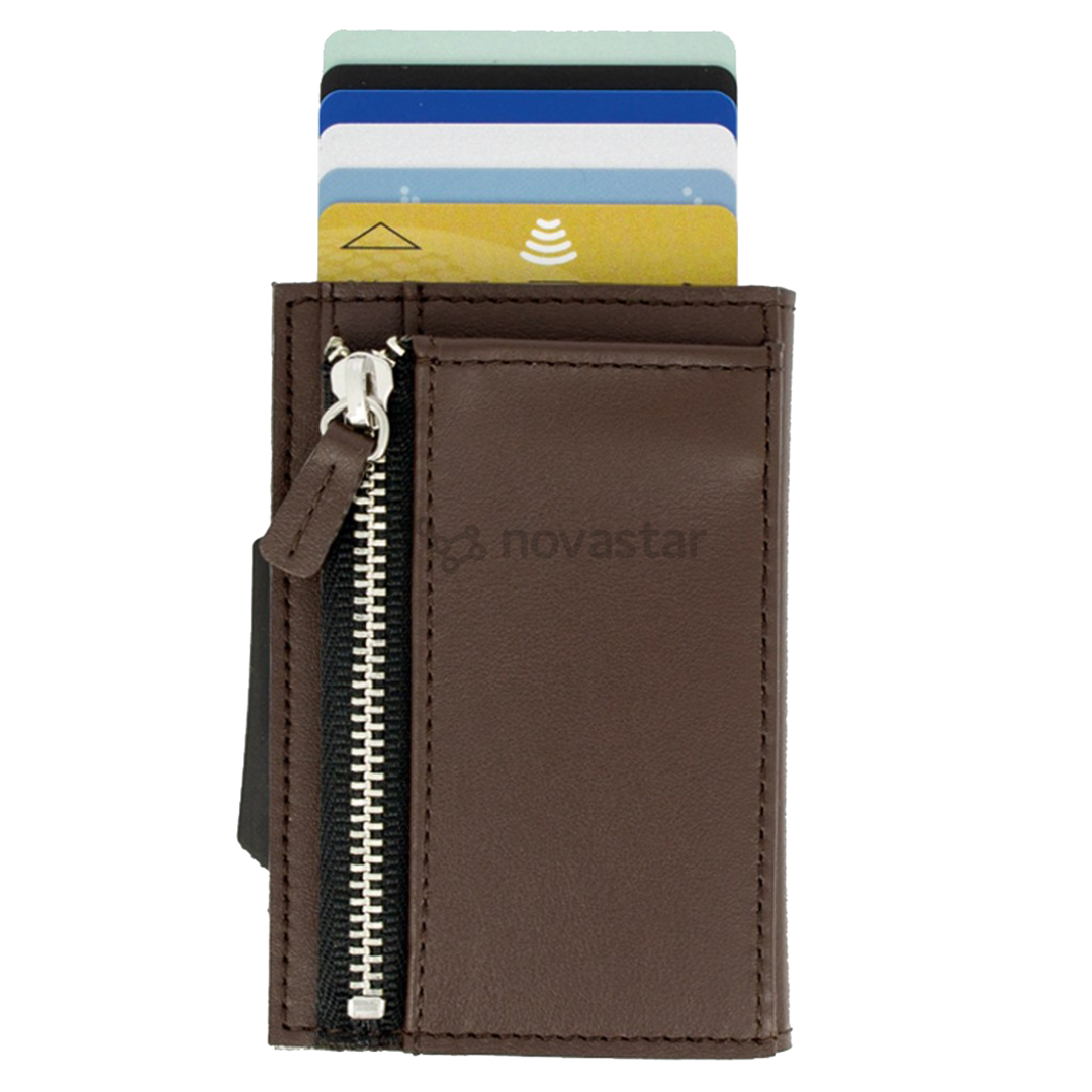 Kreditinių kortelių dėklas Ögon Cascade Zipper, Rudas