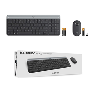 Klaviatūra ir pelė Logitech MK 470 Slim Combo, ENG, Belaidės