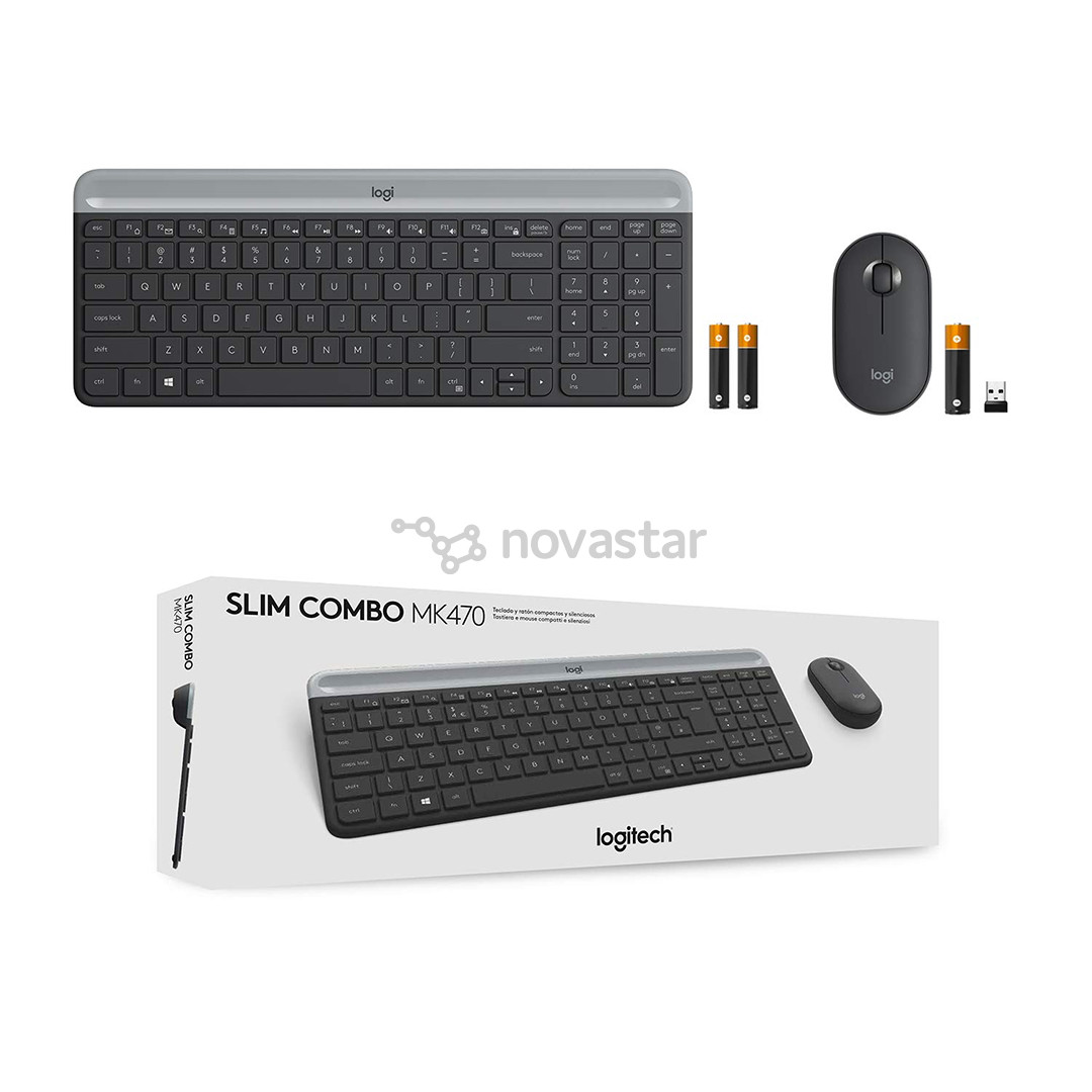 Logitech MK470 Slim Combo, US, juoda - Klaviatūra ir pelė
